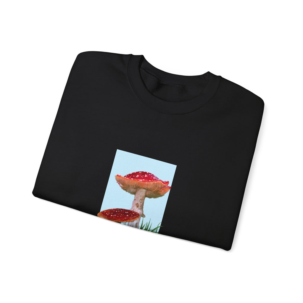 Mushroom Art Crewneck Sweatshirt – Red Toadstool Illustration