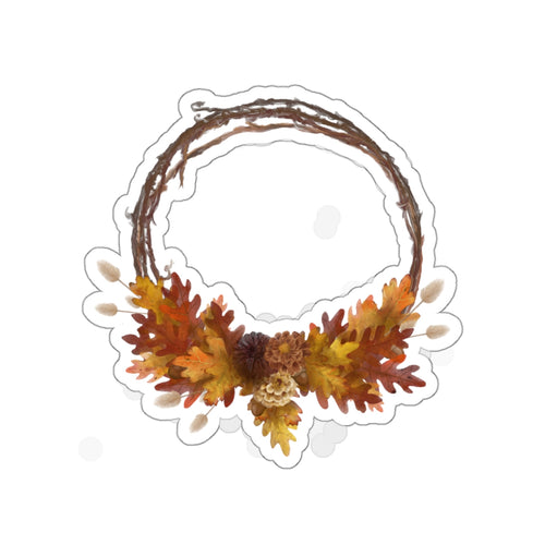 Autumn Wreath Die-Cut Sticker — Fall Leaf Decorative Decal
