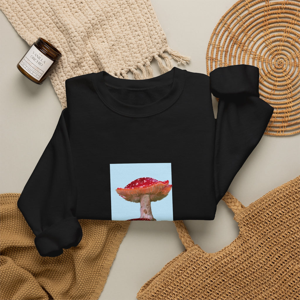 Mushroom Art Crewneck Sweatshirt – Red Toadstool Illustration