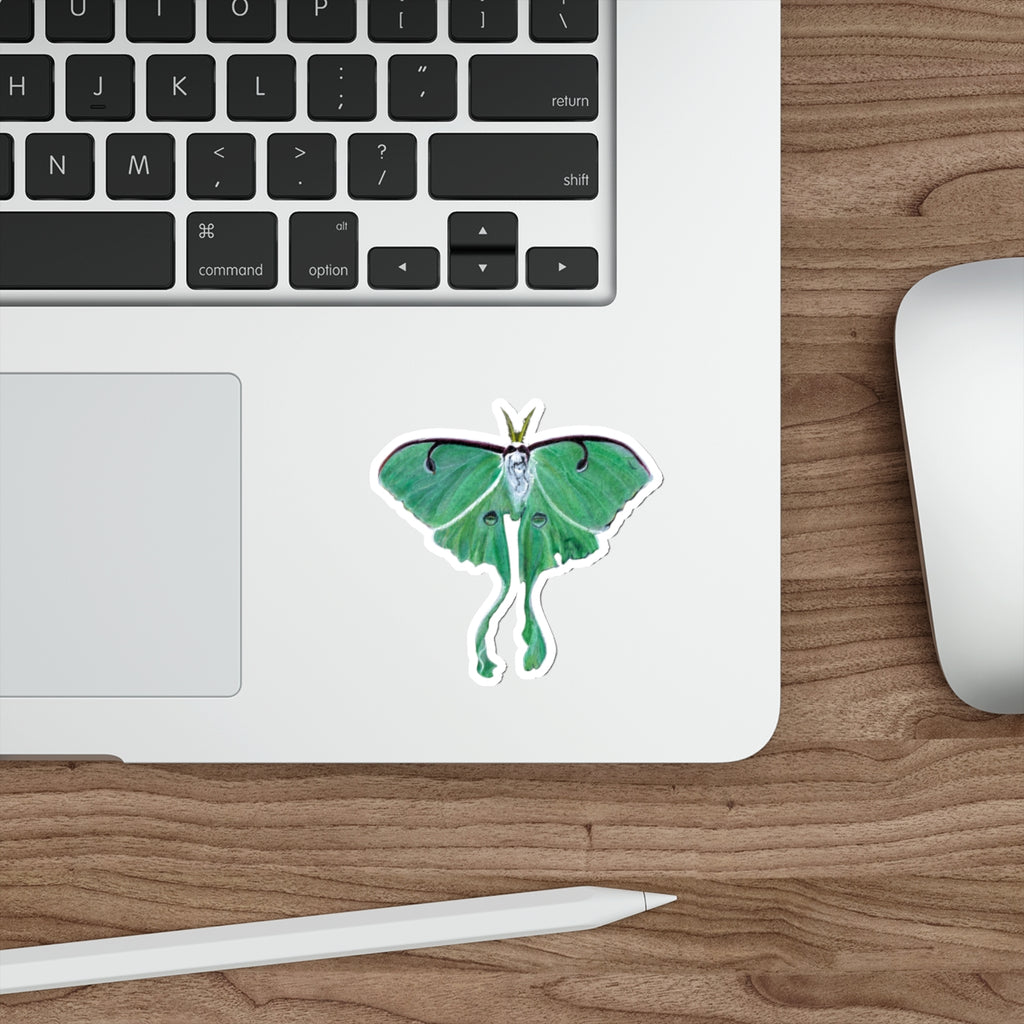 Luna Moth Die-Cut Sticker — Vinyl Decal for Laptops & Nature Lovers