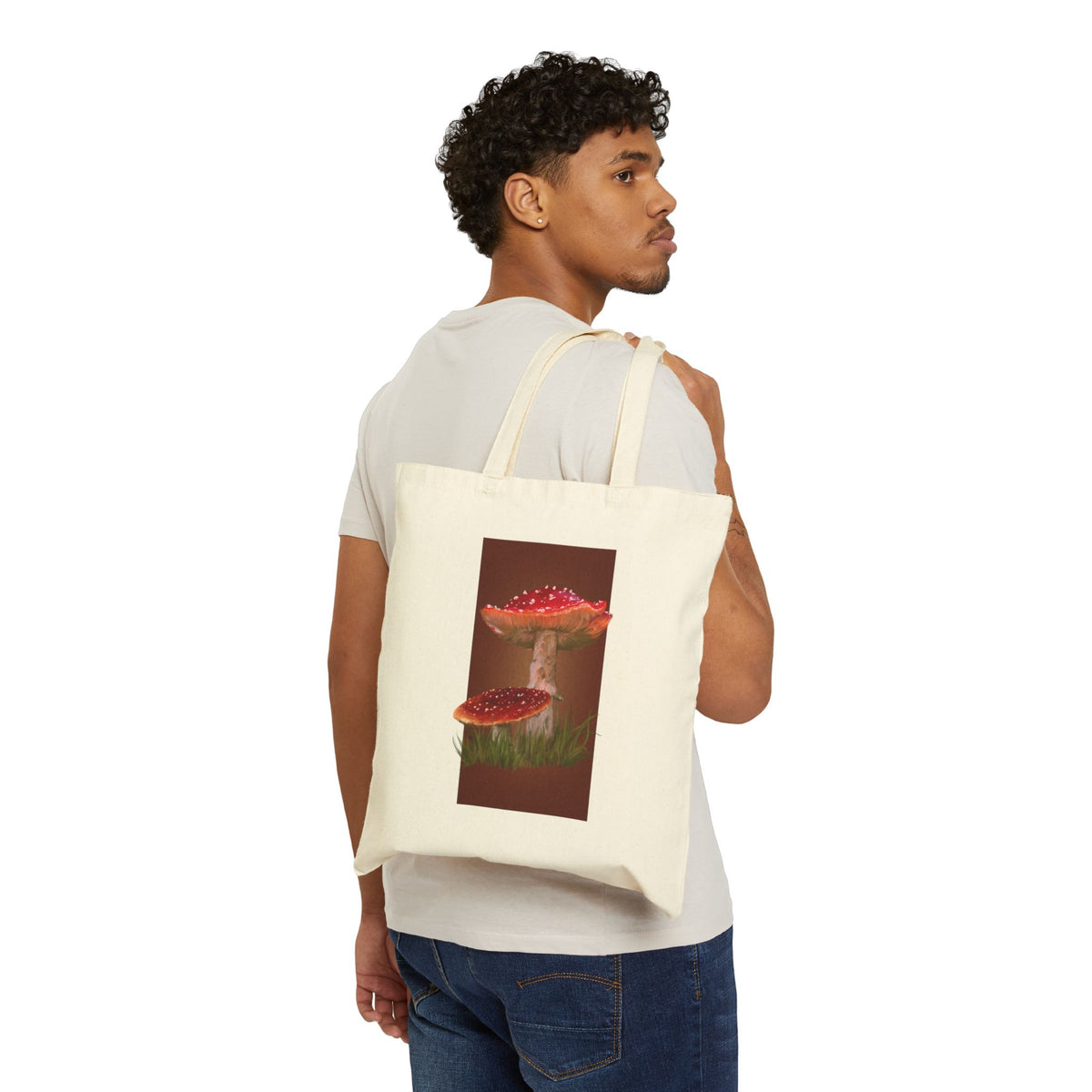 Mushroooooom Art Tote Bag — Red Amanita Canvas Grocery & Market Tote