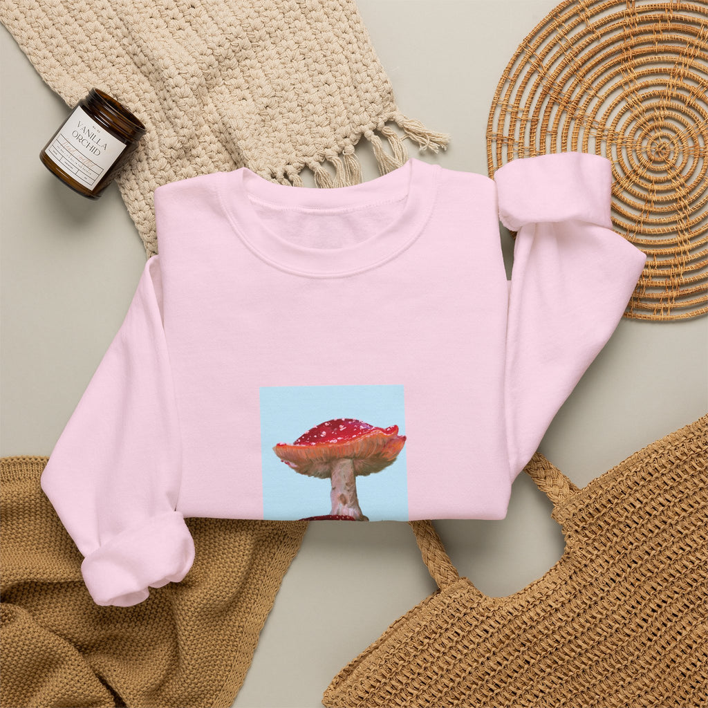 Mushroom Art Crewneck Sweatshirt – Red Toadstool Illustration