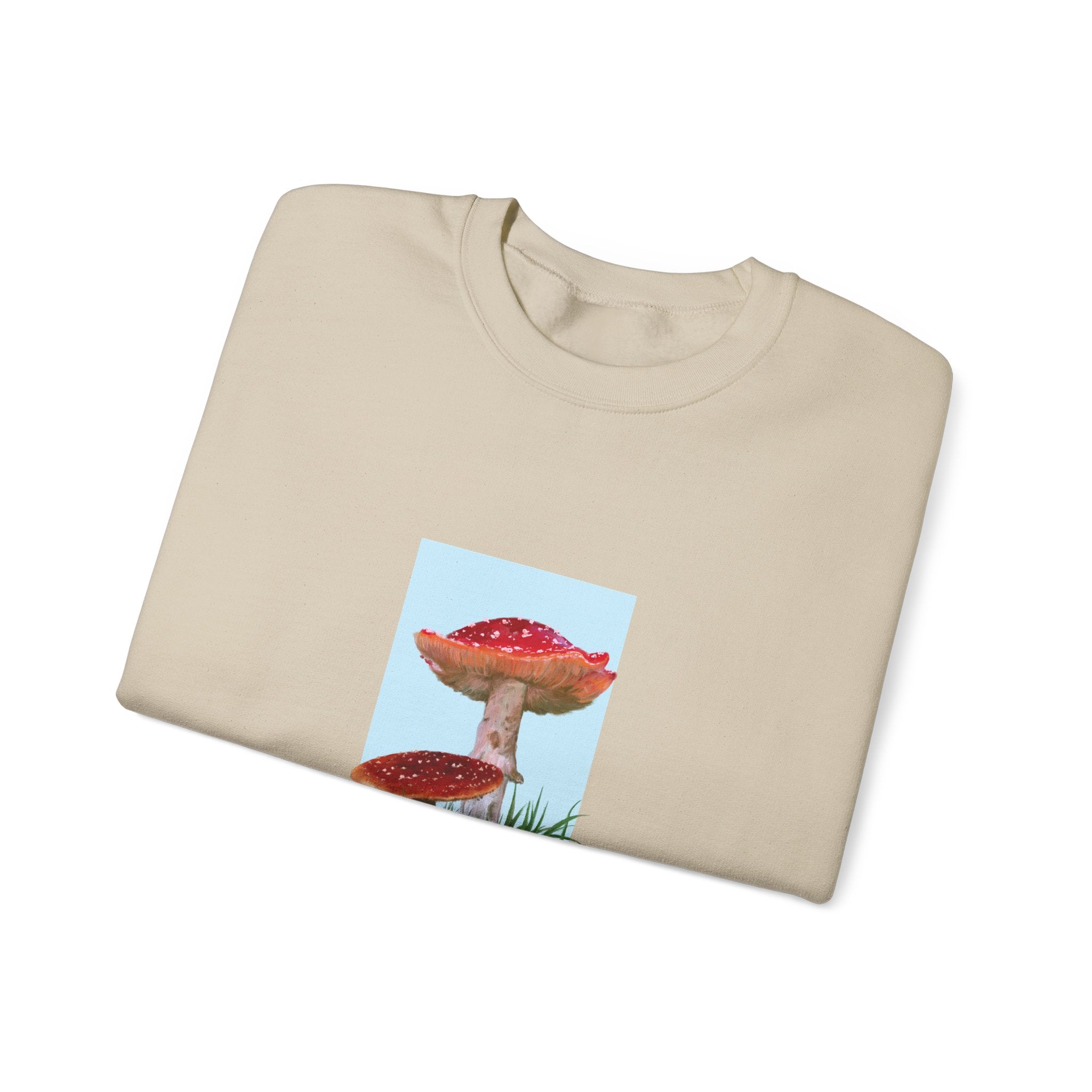 Mushroom Art Crewneck Sweatshirt – Red Toadstool Illustration