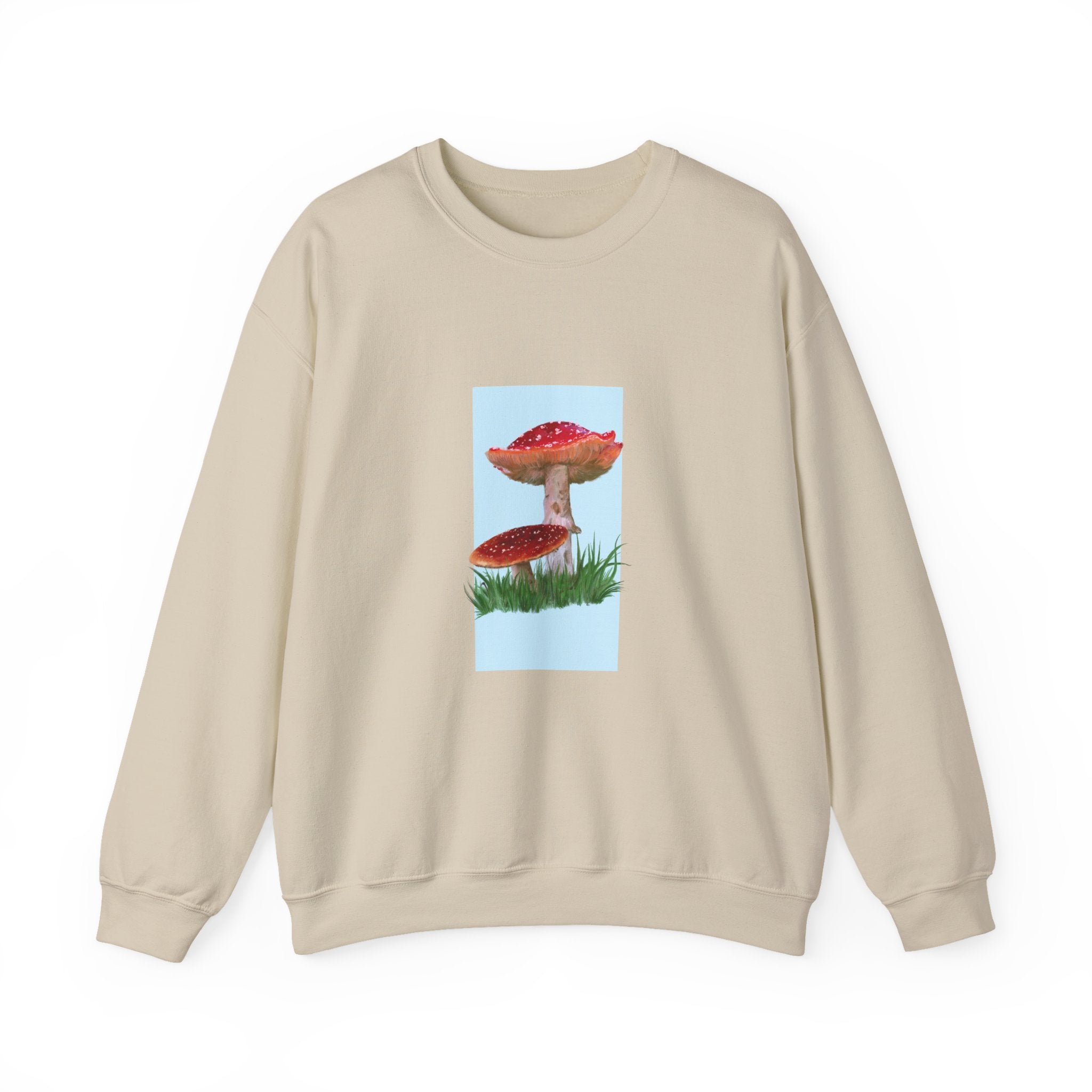 Mushroom Art Crewneck Sweatshirt – Red Toadstool Illustration