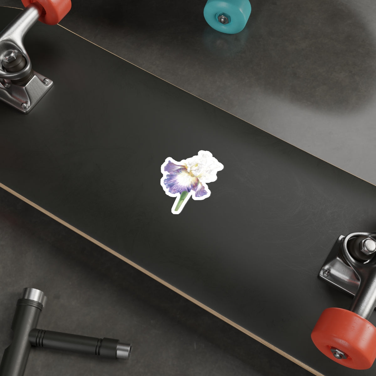 Iris Flower Die-Cut Sticker — Purple & White Botanical Sticker