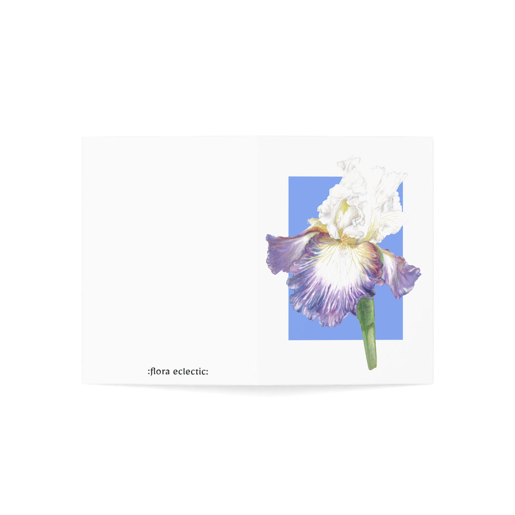 Iris Floral Greeting Card — Watercolor Iris Blank Note Card (Single or Pack)
