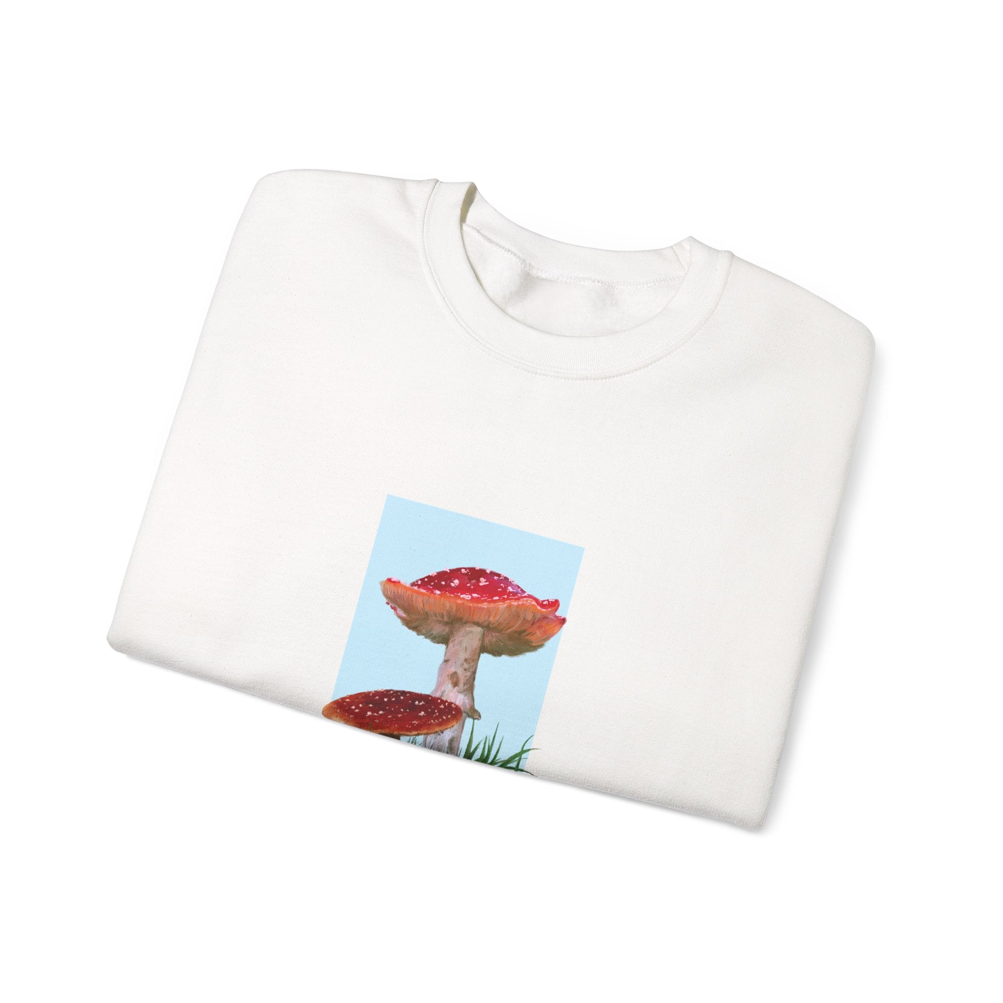 Mushroom Art Crewneck Sweatshirt – Red Toadstool Illustration