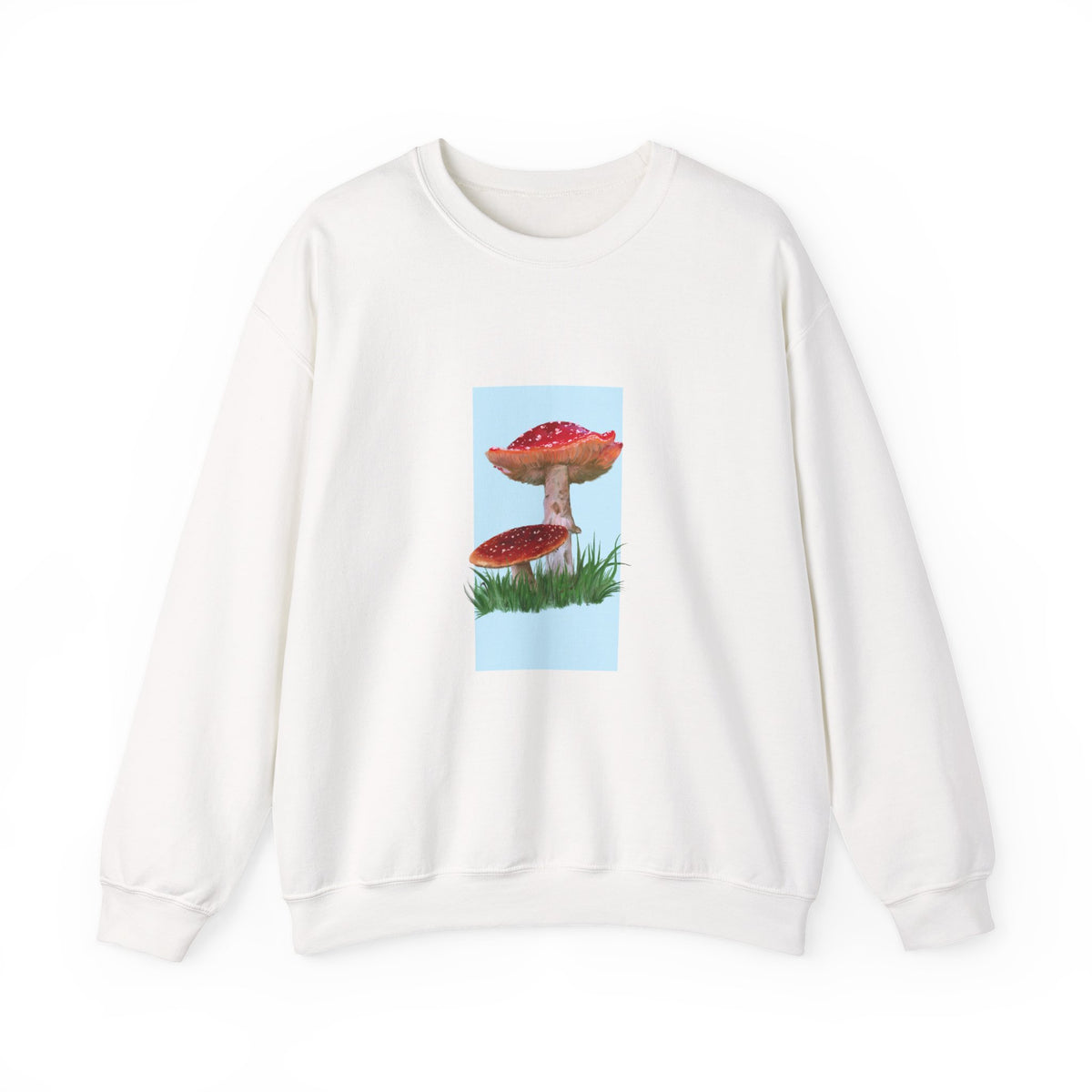 Mushroom Art Crewneck Sweatshirt – Red Toadstool Illustration