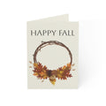 Happy Fall Greeting Card — Autumn Wreath Seasonal Note Cards (1, 10, 30, 50 pcs)