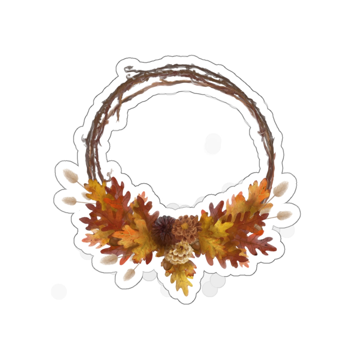 Autumn Wreath Die-Cut Sticker — Fall Leaf Decorative Decal