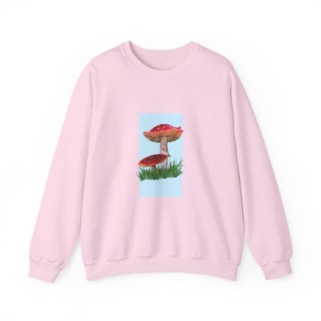 Mushroom Art Crewneck Sweatshirt – Red Toadstool Illustration